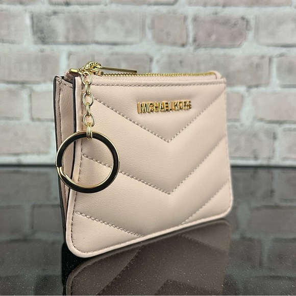 MICHAEL KORS JET SET TRAVEL LEATHER SMALL COINPOUCH CARD WALLET BAG $188 Blush - Picture 2 of 6
